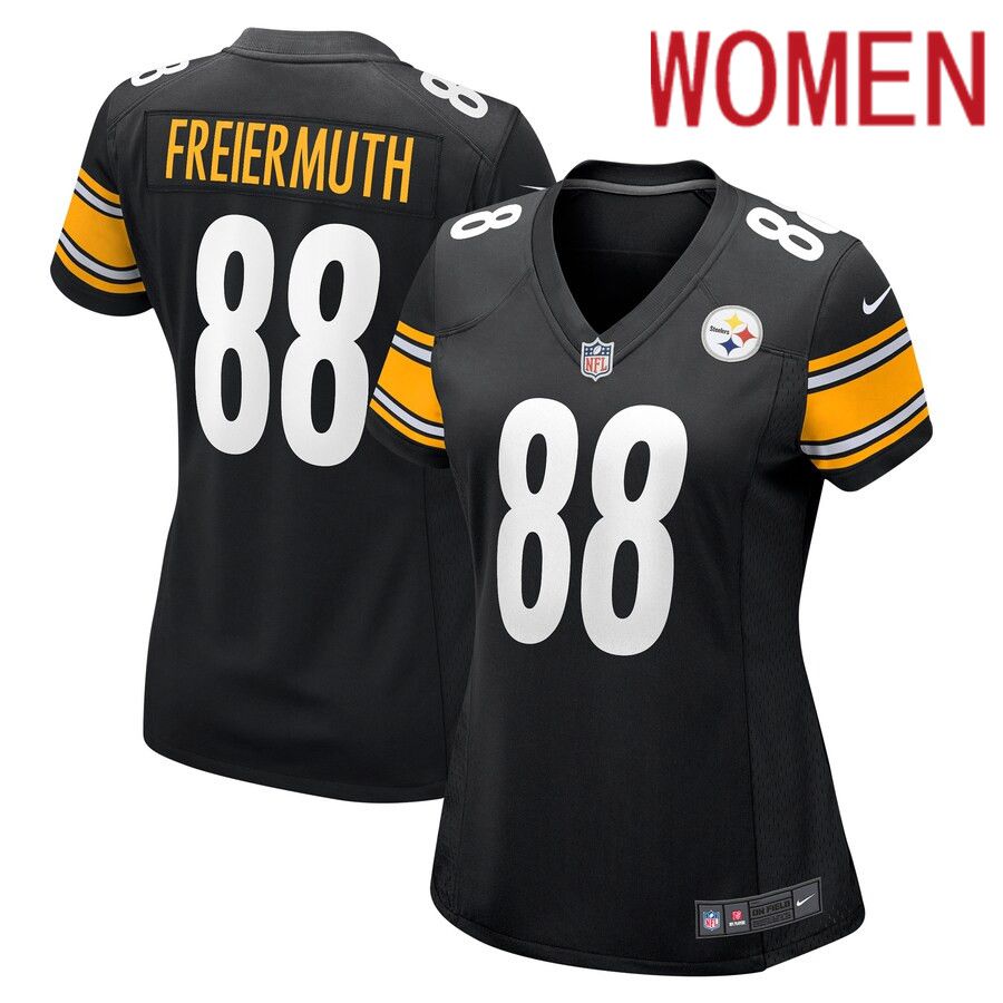 Women Pittsburgh Steelers #88 Pat Freiermuth Nike Black Game NFL Jersey->women nfl jersey->Women Jersey